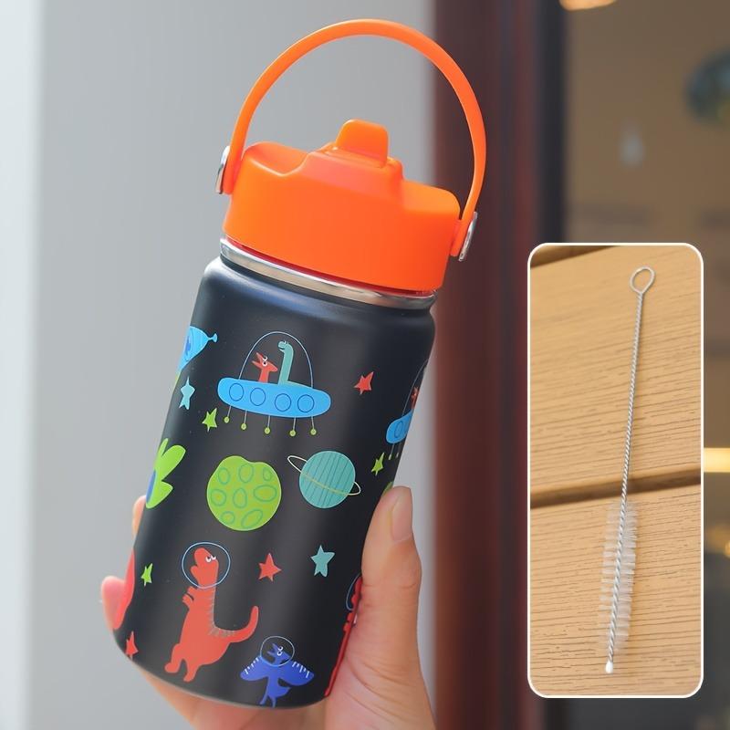 12Oz Kids Water Bottle Cartoon Animal Children'S Cup With Straw Stainless Steel Vacuum Flacks Thermos Bottle Thermal Mug Cups