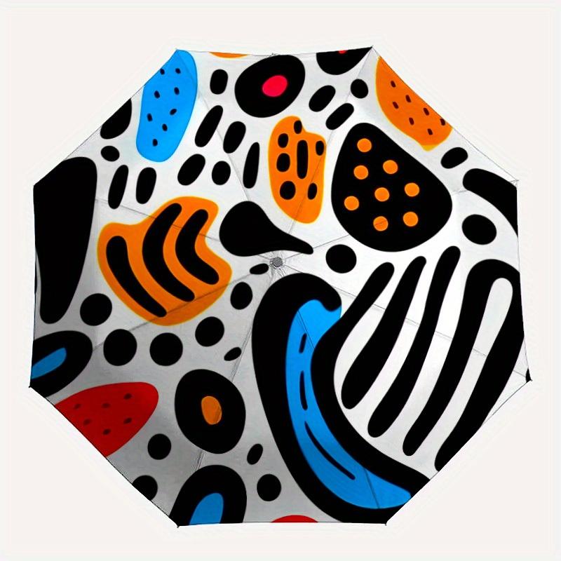 

1pc Colorful Shapes Automatic Open/Close Umbrella, Umbrella with cartoon Design, Portable Compact Umbrella for Men & Women, Good Holiday Gif