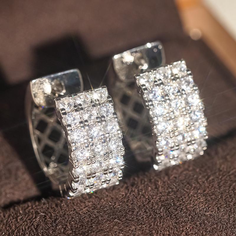 Huitan Dainty Hoop Earrings with Shiny Cubic Zirconia Noble Daily Life Office Jewelry for Women Fashion Stylish Ear Accessories