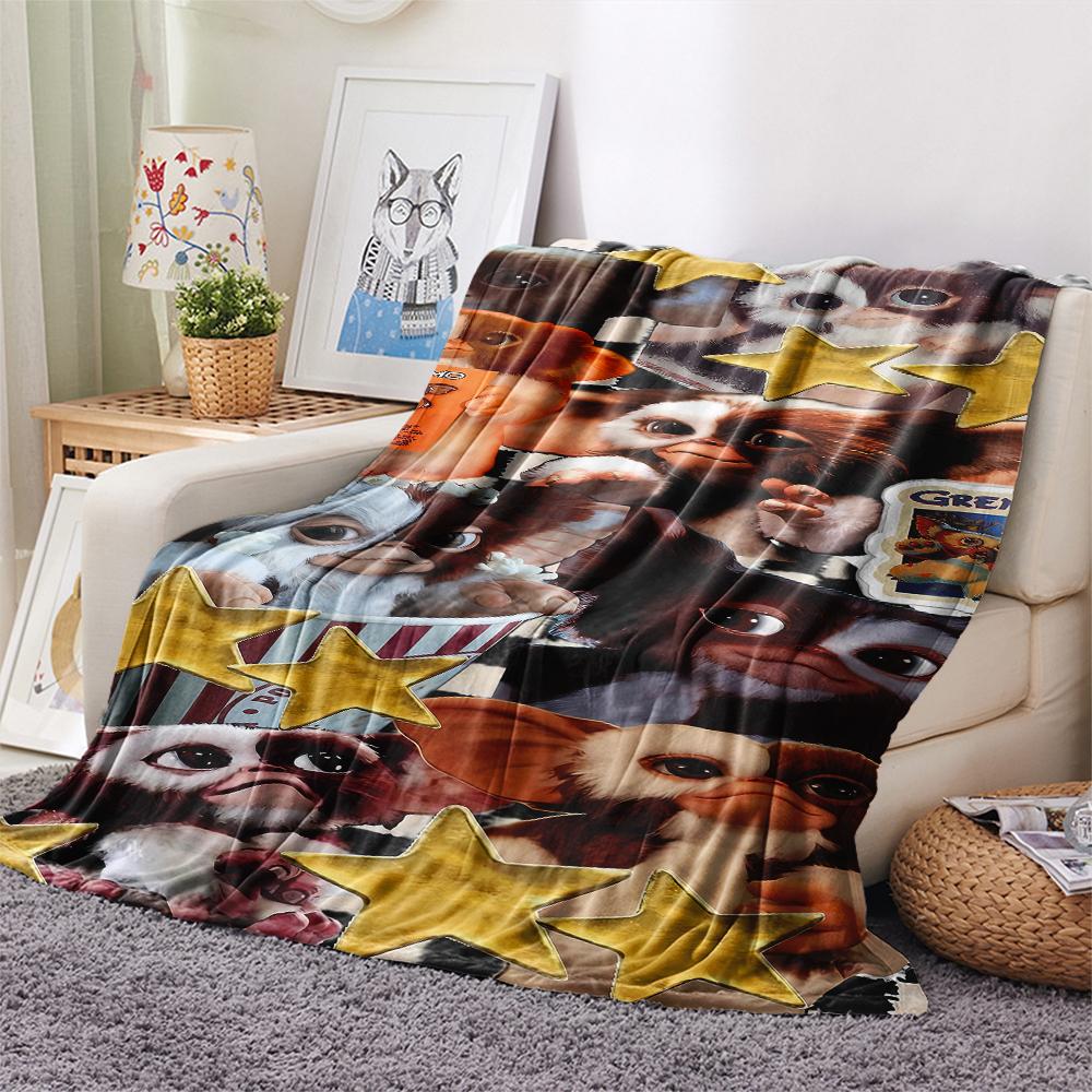 1PC Gremlins Print Flannel Blanket, High quality All Seasons, Home Decor, Warmth and Comfort, Perfect for Christmas Gifts