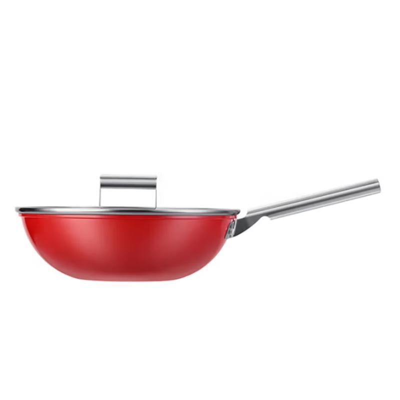 Deshiron Refined Iron Non-Stick Wok - 30cm Red