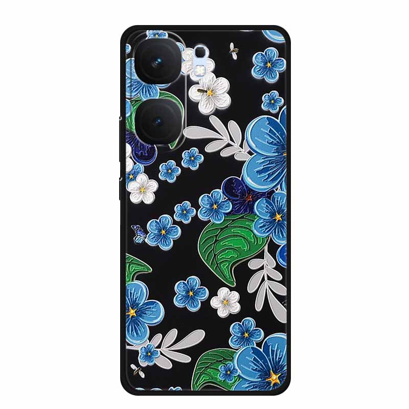 3D TPU Case For Vivo iQOO Neo 9 pro Flower Emboss Funda Neo 9s Pro Back Relief Silicone Soft Phone Cover Cartoon Bumper Capa