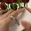 Highend Korean Style Pearl Ring For Women In 925 Silver With Adjustable And Design Geometric