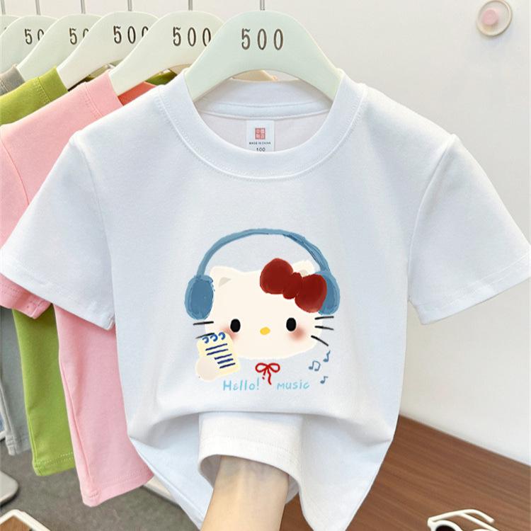 Kids Summer Cotton Cartoon T Shirt Loose Short Sleeve Round Neck Top For Boys And Girls