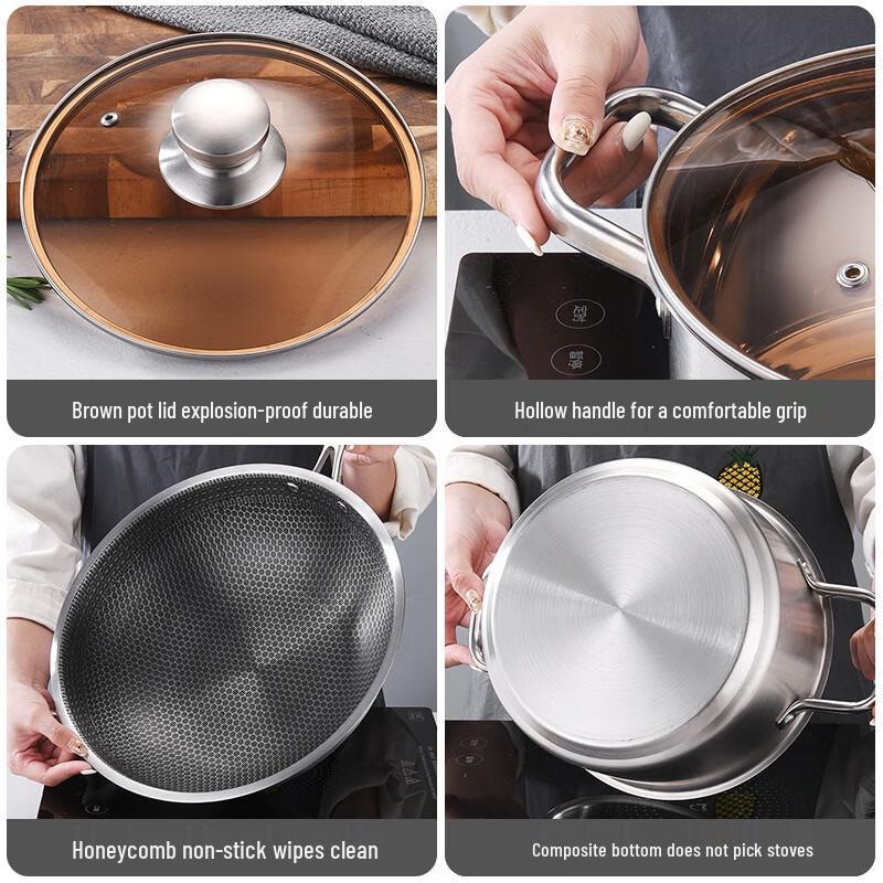 Lechu Heli 201 Stainless Steel 3-Piece Cookware Set