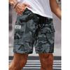 Pánské maskáčové cargo šortky, ležérní volný střih, šněrovací, ke kolenům