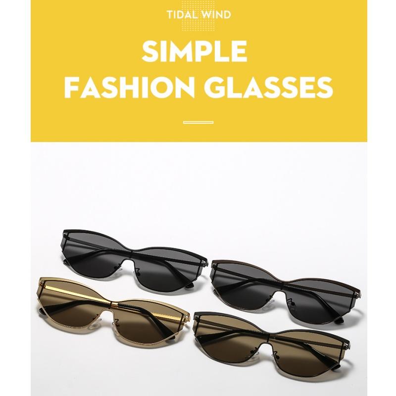 Lunettes de soleil pour femmes, lunettes de soleil de mode en métal monobloc pour hommes et femmes