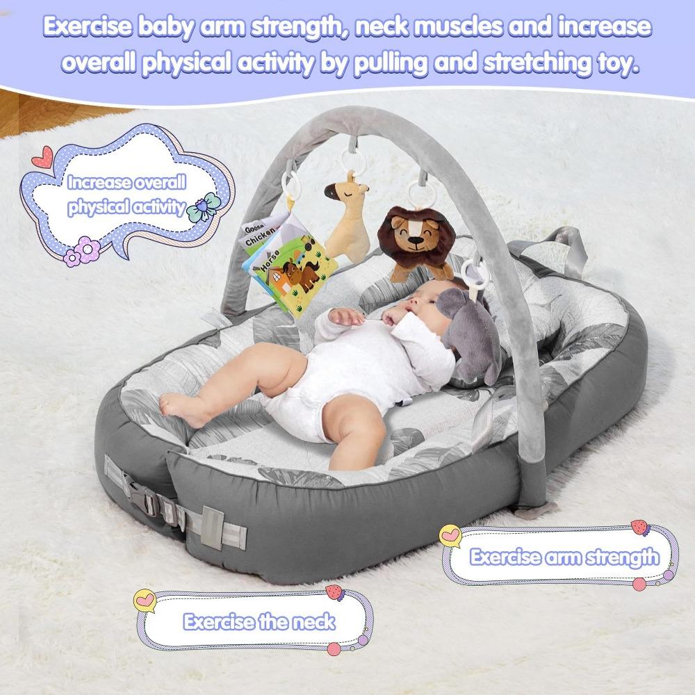 Tragbares, bionisches Anti-Schreck-Babybett mit abnehmbarem, berührbarem Spielzeug