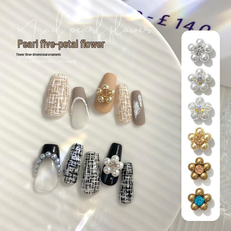 

Iridescent 3D Pearl Flower Nail Art Charms – 2024 Japanese-Style Alloy Design