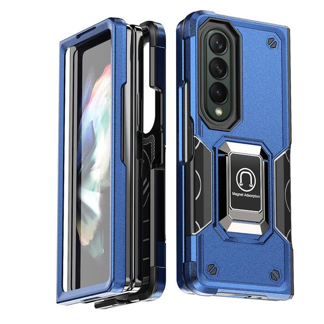 For Samsung Galaxy Z Fold 4 5g Case Luxury Armor Soft Shockproof Car Holder Magnetic Ring Phone Case For Galaxy Zfold4 Z Fold 4