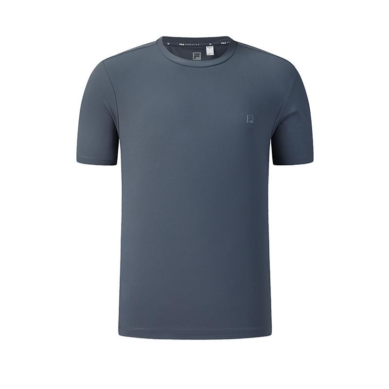 FILA Fitness Simple Sports Training Comfortable Versatile Breathable Knitted Short Sleeve T-Shirt Men tops Graphite-Gray A11M621109FDY