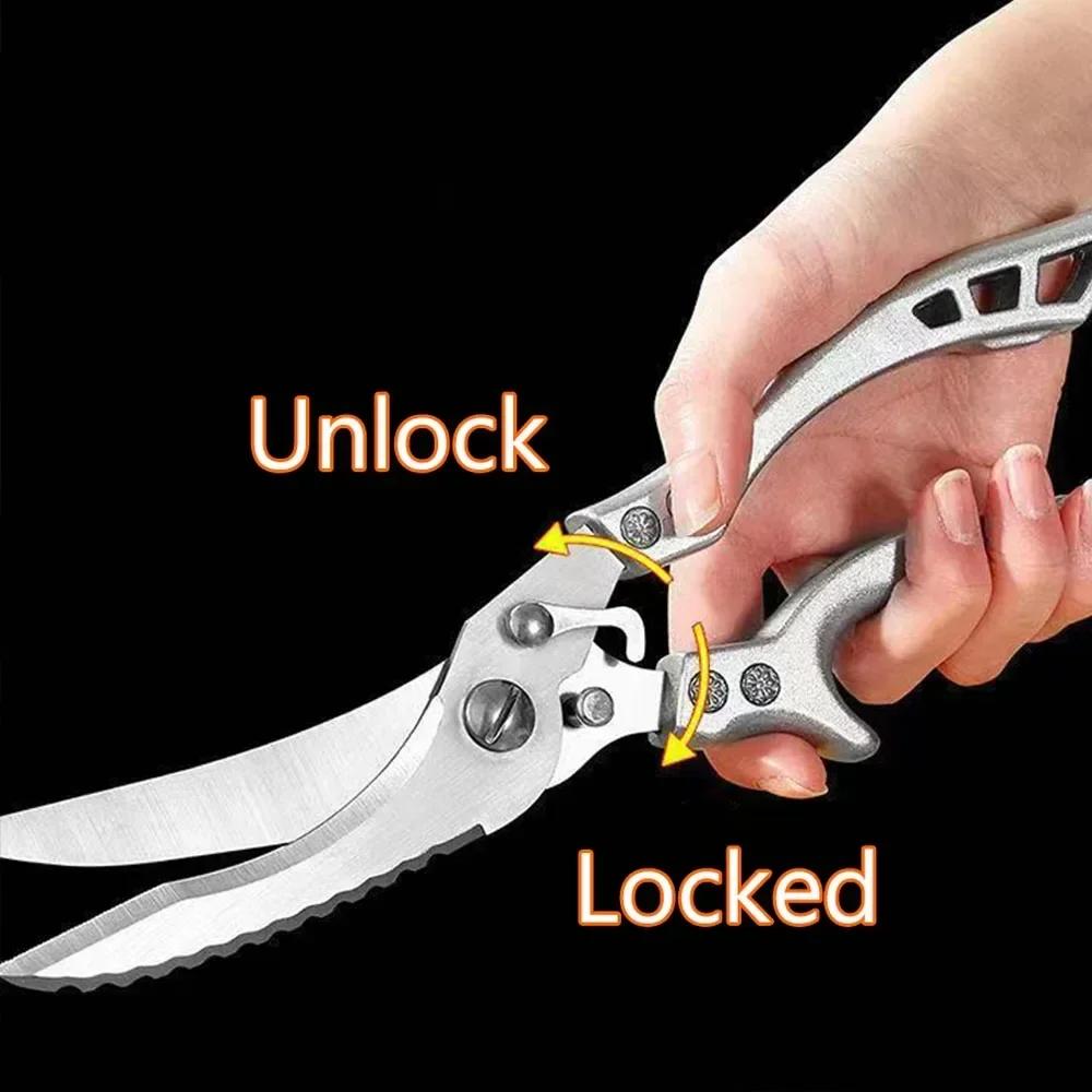 Multipurpose Strong Scissors High Stainless Steel Chicken Scissors Ultra Sharp Scissors Fish Chicken Bone Scissors Kitchen Tools