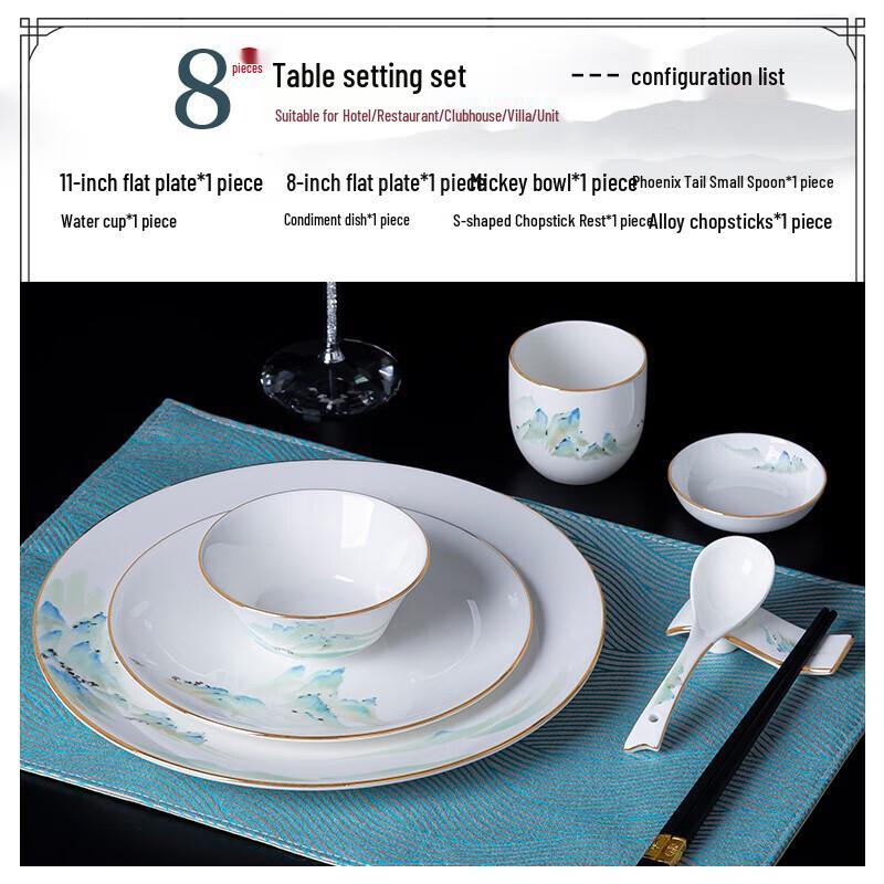 Keramik-Essgeschirr-Set im chinesischen Stil