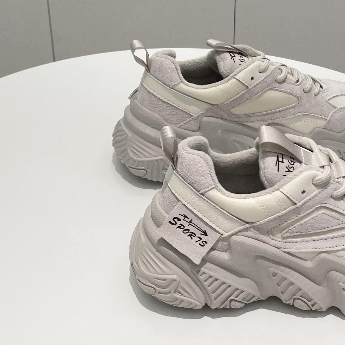 

Женские кроссовки Shougu Dad из натуральной кожи на толстой подошве — нежно-розовые, универсальные для осени/зимы 2024 года. 38