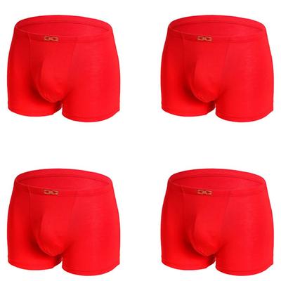 4 τεμάχια Red Boxers Ανδρικά Εσώρουχα Modal Σορτς Μαλακά σώβρακα Ανδρικά εσώρουχα Breathable Knickers Homme Trunks