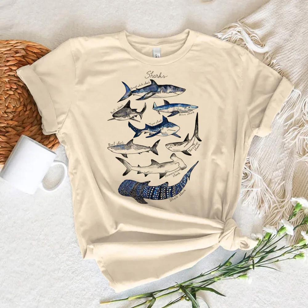 Whale Print Tshirt Women Summer Anime T-shirts Female Y2k Anime Clothing Graphic T Shirts Women Clothes