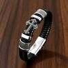Europe America Cross-border New Hot-selling Retro Leather Gold Silver Cross Unisex Magnetic-clasp Bracelet Simple Ring Gift