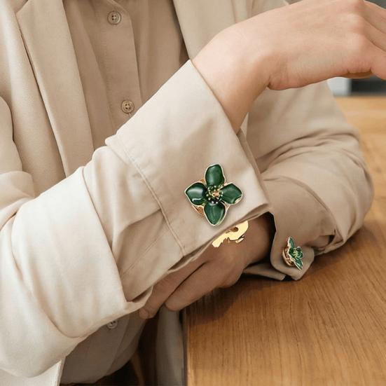 Blumenknopf-Abdeckung Damen Blumiger Knopf-Clip-Abdeckung Abnehmbar Dekorativ Ohne-Nähen Knopf-Abdeckung für Hemden Blusen Knöpfe