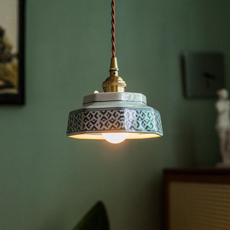 Chinese Retro Teahouse Ceramic Pendant Lamp: Ancient Style for Bedroom or Dining Room