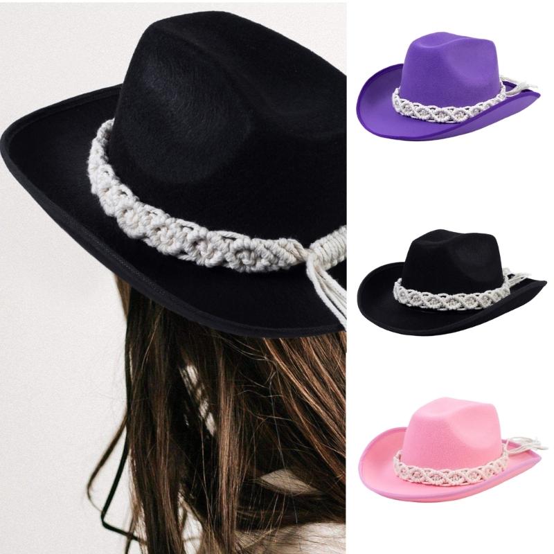 Fedoras Cowboy Hat Black Wide Brimmed Cowboy Hat Surprise Gift for Boyfriend