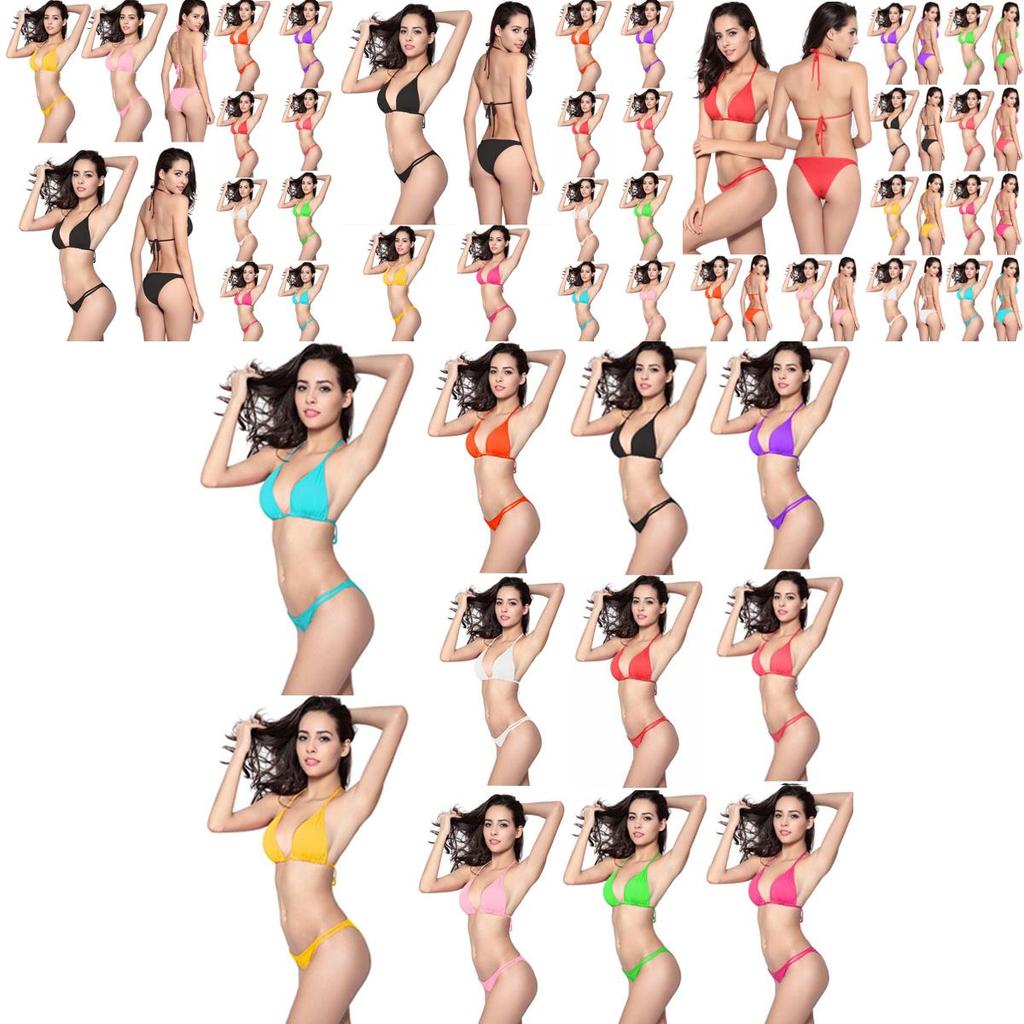 Womens Bikini Sexy Bandage Swimsuit Swimwear Bathing Suit Candy Color Solid