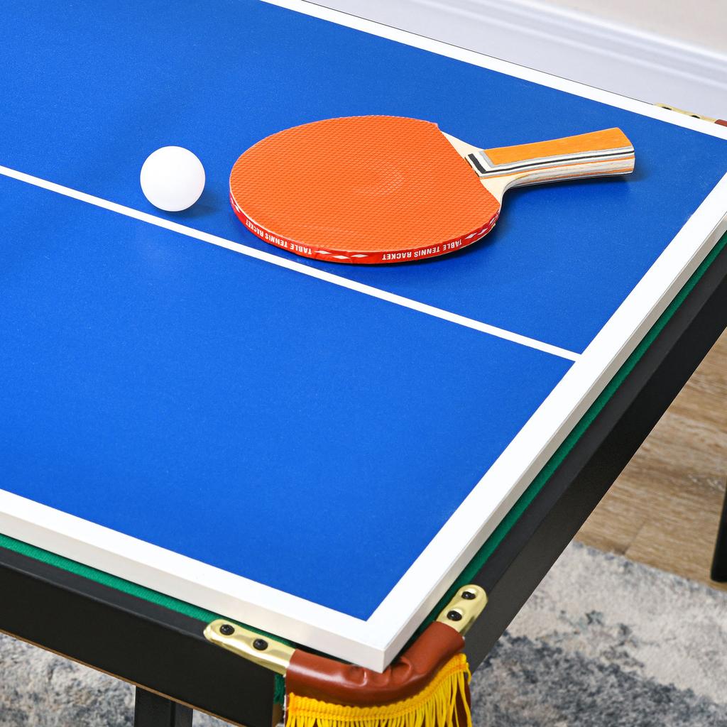 2-in-1 Billiard Table, Table Tennis Table, with Accessories, 140x63x80cm, Blue/Green