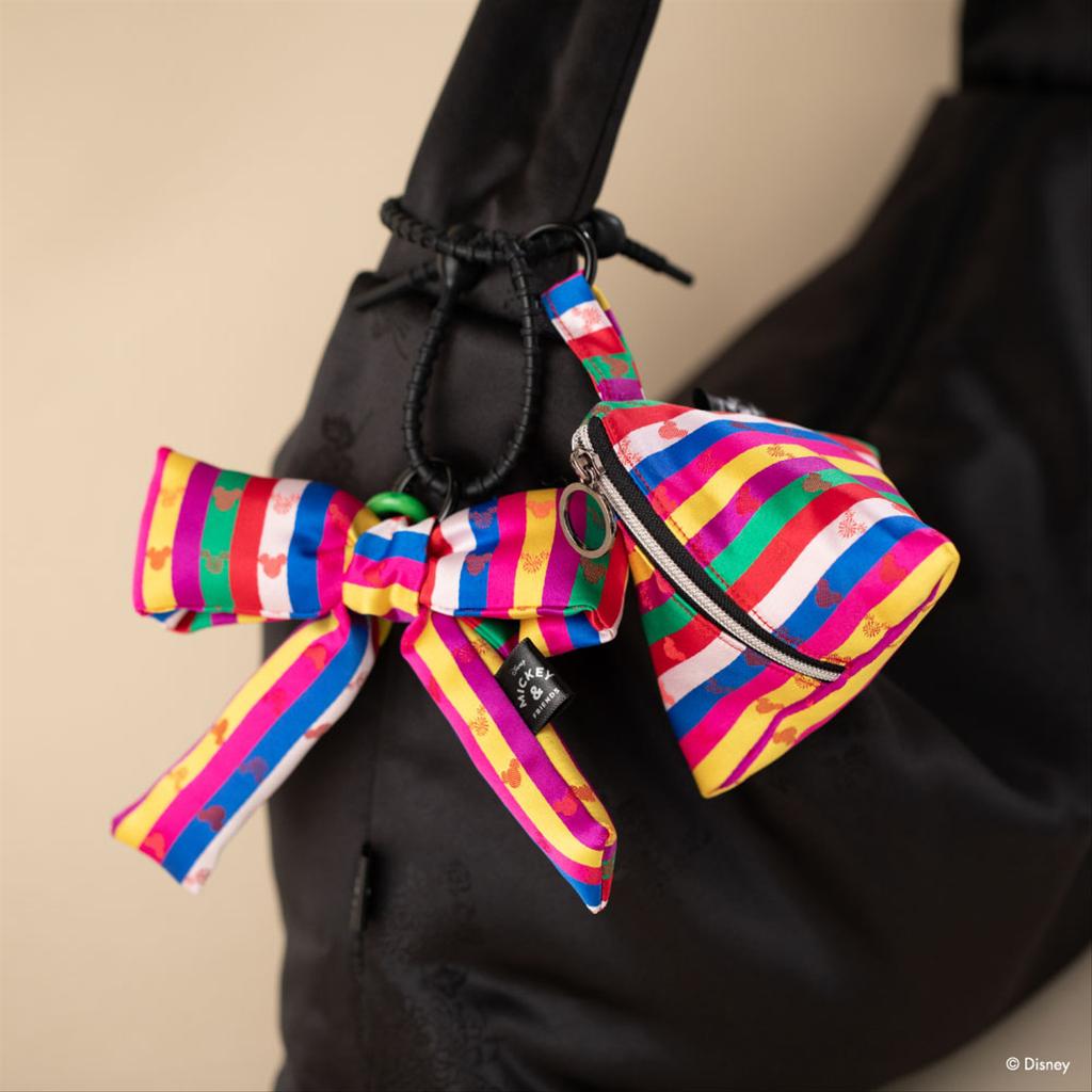 Mickey Saekdong Mini Pouch Keyring – Korean Traditional Striped Charm
