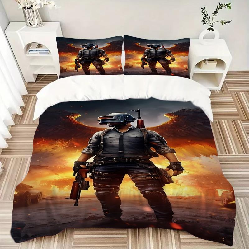 3pcs Pubg Gaming Bedding Set-Perfect for Bedroom, Guest Room, Living Room, Hotel Use-Ideal Gift for Fans, Travelers, Daily Use-Suitable for