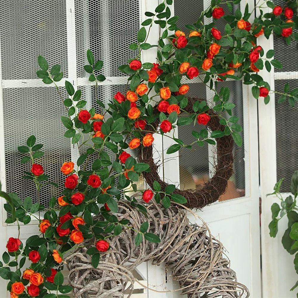 Multicolor Rose Artificial Flower Vine Silk Petals Length 180cm Simulation Flower Vine Green Leaves 54 Heads