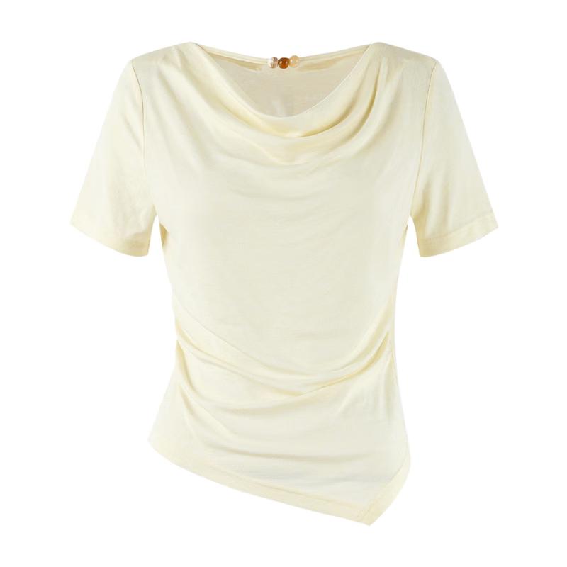 Cowl Neck Slim Fit Women s T-Shirt L