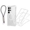 For Samsung S25 ULTRA Magnetic Transparent Three-in-one Mobile Phone Case with Strap