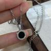 S925 Sterling Silver Roman Numeral Agate Pendant Necklace for Women, Double-Sided Clavicle Chain, Light Luxury Silver Jewelry.
