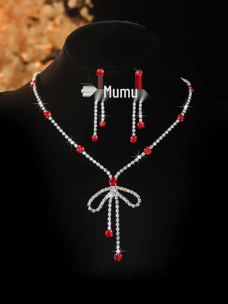 Elegant Rhinestone Zirconia Necklace & Jewelry Set for Bridal & Evening Wear