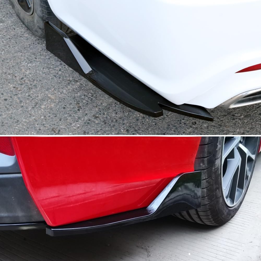 2PCS Universal Car Spoiler,Rear Bumper Lip Body Canard Diffuser Spoilers Black Front Bumper Lip Side Skirt Spoiler Splitter Protector Exterior Smooth Black