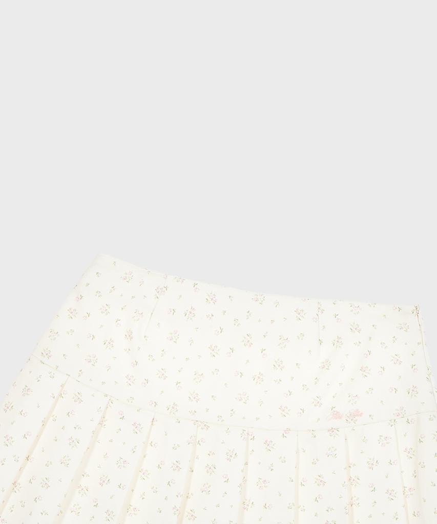 Alkialka Floral Pleats Mini Skirt (Ivory)