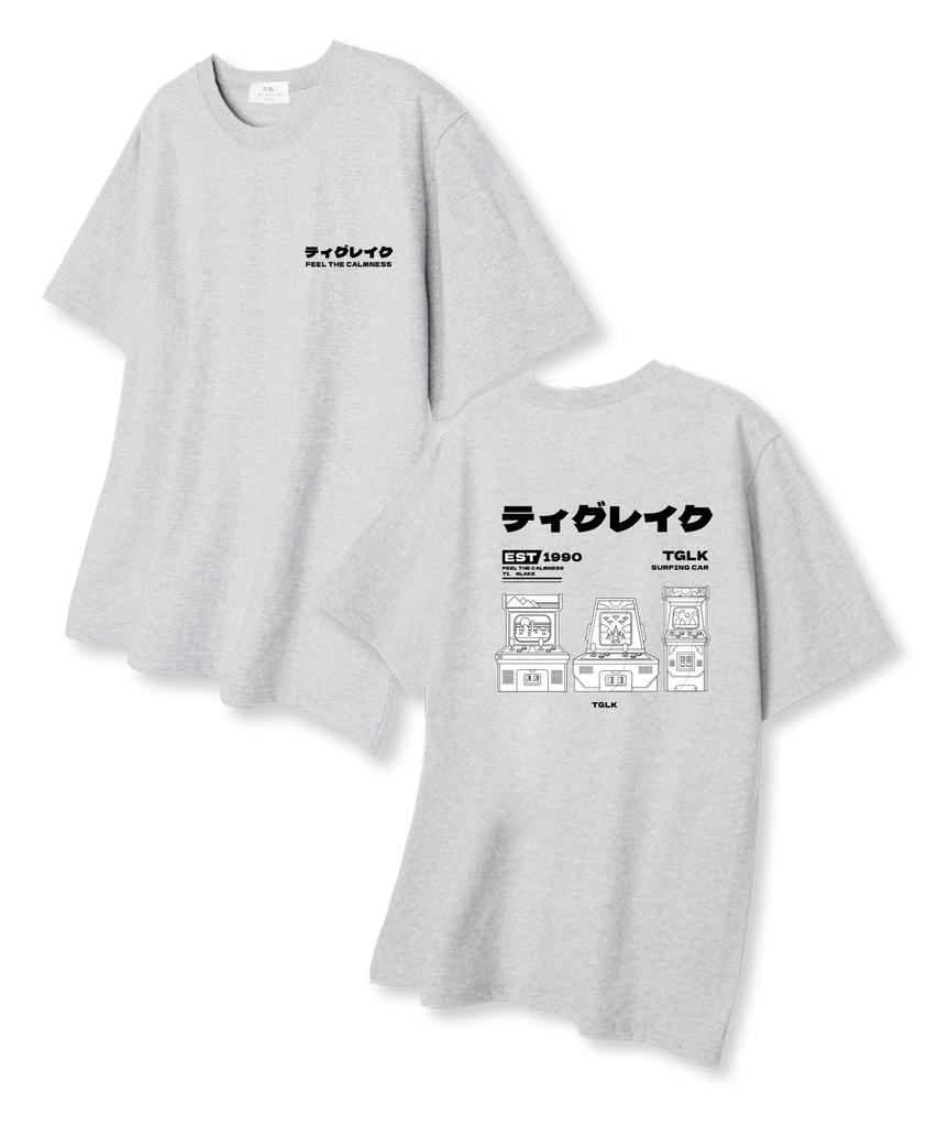 TI.GLAKE Joystick Oversized Short Sleeve T-Shirt Light Gray