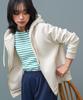 Milliandeni Back Frill Long Size M Women's Zip-Up Hoodie, Sleeve, Ivory,