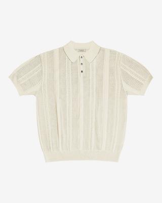 Solti Mesh Mixed Crochet Polo Knit (Ivory)