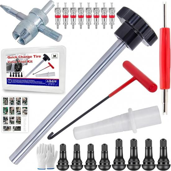 Richcat 51025 Quick Tire Valve Change Tool For Cars,Tire Valve Stem Core Quickly Replacement Tool Kit,Perfect Tool For Replacing Leaky Valves In