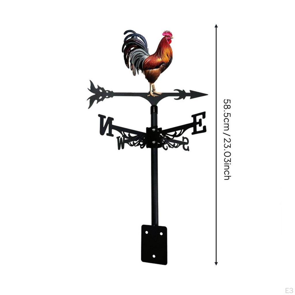 Weathercock Weathervane Wrought Iron Metal Weather Resistant Roof Mount Wind Indicator