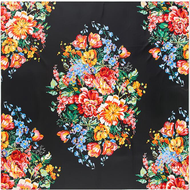 New Brand Shawl 100% Twill Silk Scarf Floral 130cm Square Scarves Print Kerchief Bandana Woman Headband Hijab Scarves Wraps