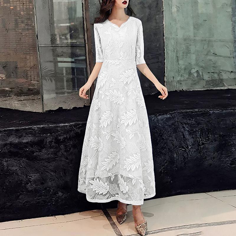 

ZANZEA Женское повседневное летнее платье с круглым вырезом, коротким рукавом и пэчворком S белый