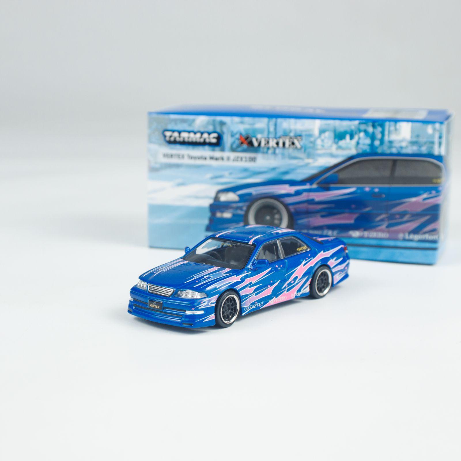 

Tarmac Works *CHASE* 1:64 VERTEX Toyota Mark II JZX100 Синий металлик Коллекционная модель автомобиля из литого металла Игрушки