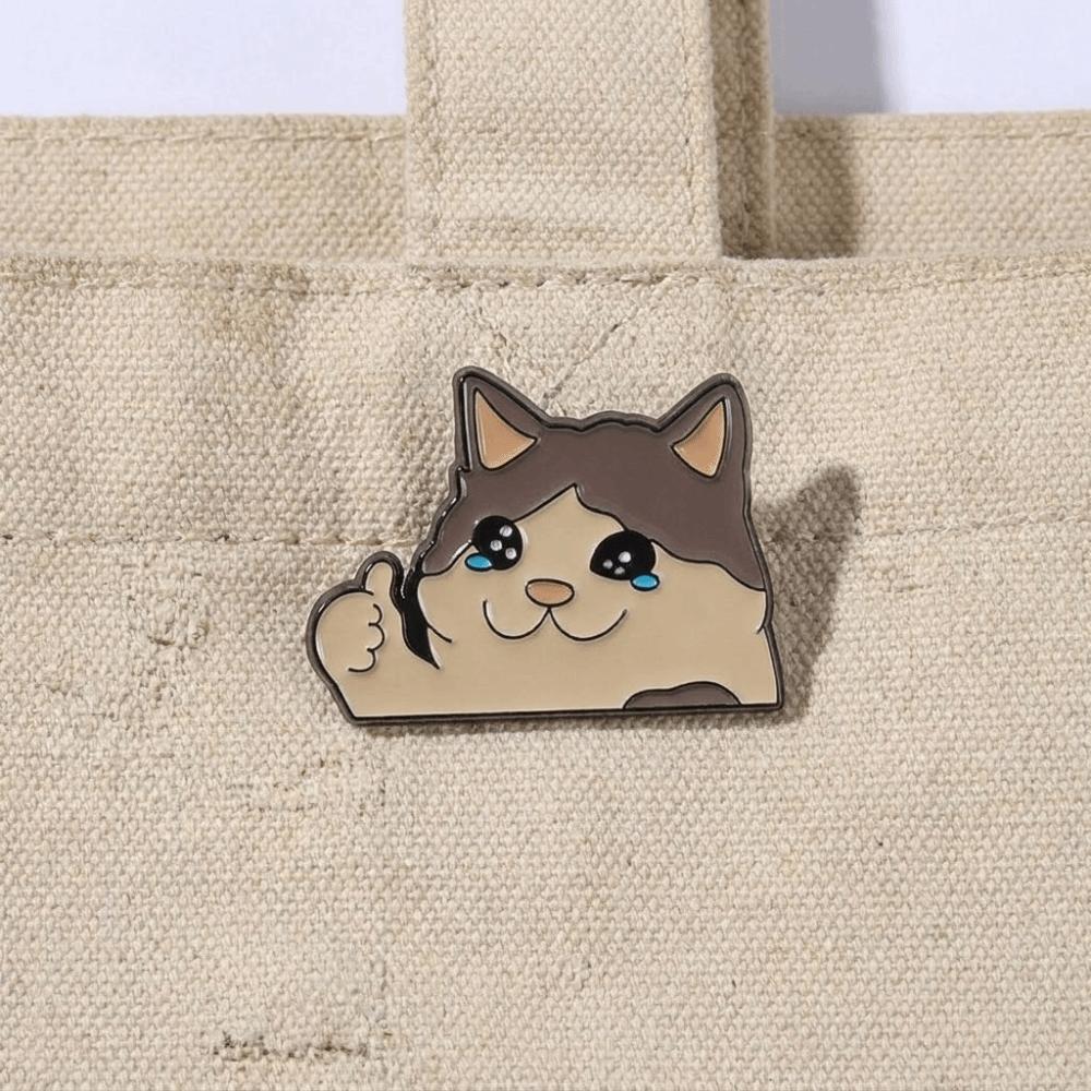 Thumb Up Design Animal Brooch Crying Cat Backpack Badge Gift Enamel Pin Anime Convention