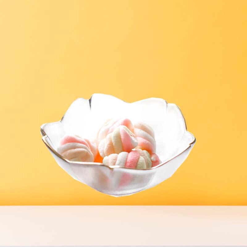 

Changbaosen Japanese Sakura Gold Rim Glass Dessert Bowl