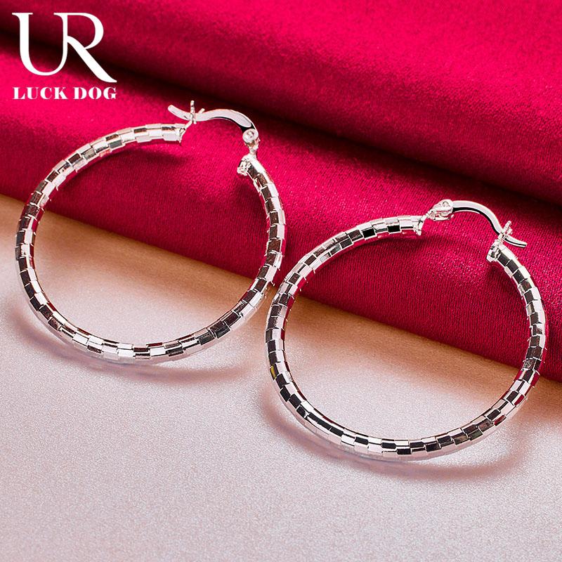 Boucles d'oreilles percées rondes en argent sterling 925 Bijoux de mariage à la mode