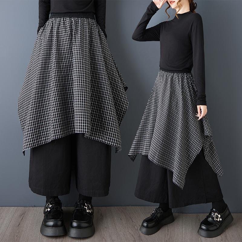 

DIMANAF Женские брюки больших размеров Новые длинные брюки Свободные брюки Большой размер Повседневные Весна Осень Черные юбки One size чёрный