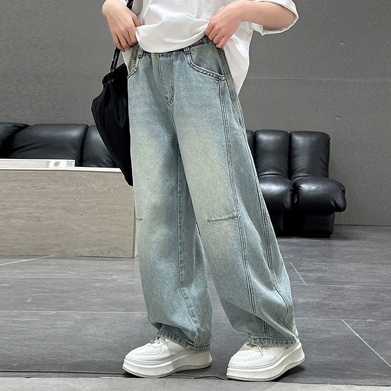 Girls Spring Summer Slim Jeans Wide Leg Pants Kids Thin Blade Knife Fashion Children Clothing Korean Style Long Pants Outdoor