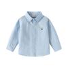 2025 autumn Boys long-sleeved shirt 2025 new baby striped embroidered shirt Korean version loose shirt