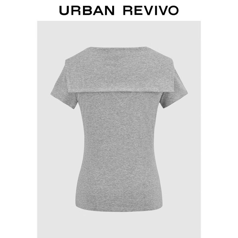 UR Women's 2025 Autumn Slim-fit Shawl-Style V-Neck Short Sleeve T-Shirt